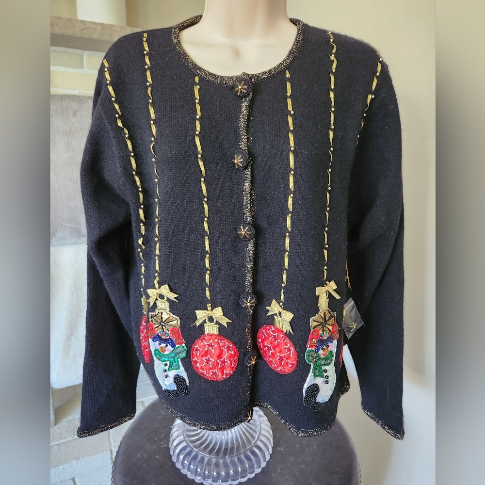 Christmas Sweater Cardigan Lambswool NWT